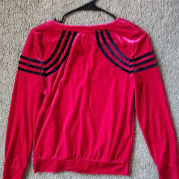 Pink and Black Velour Hoodie with Zip Front - Picture 2 of 3